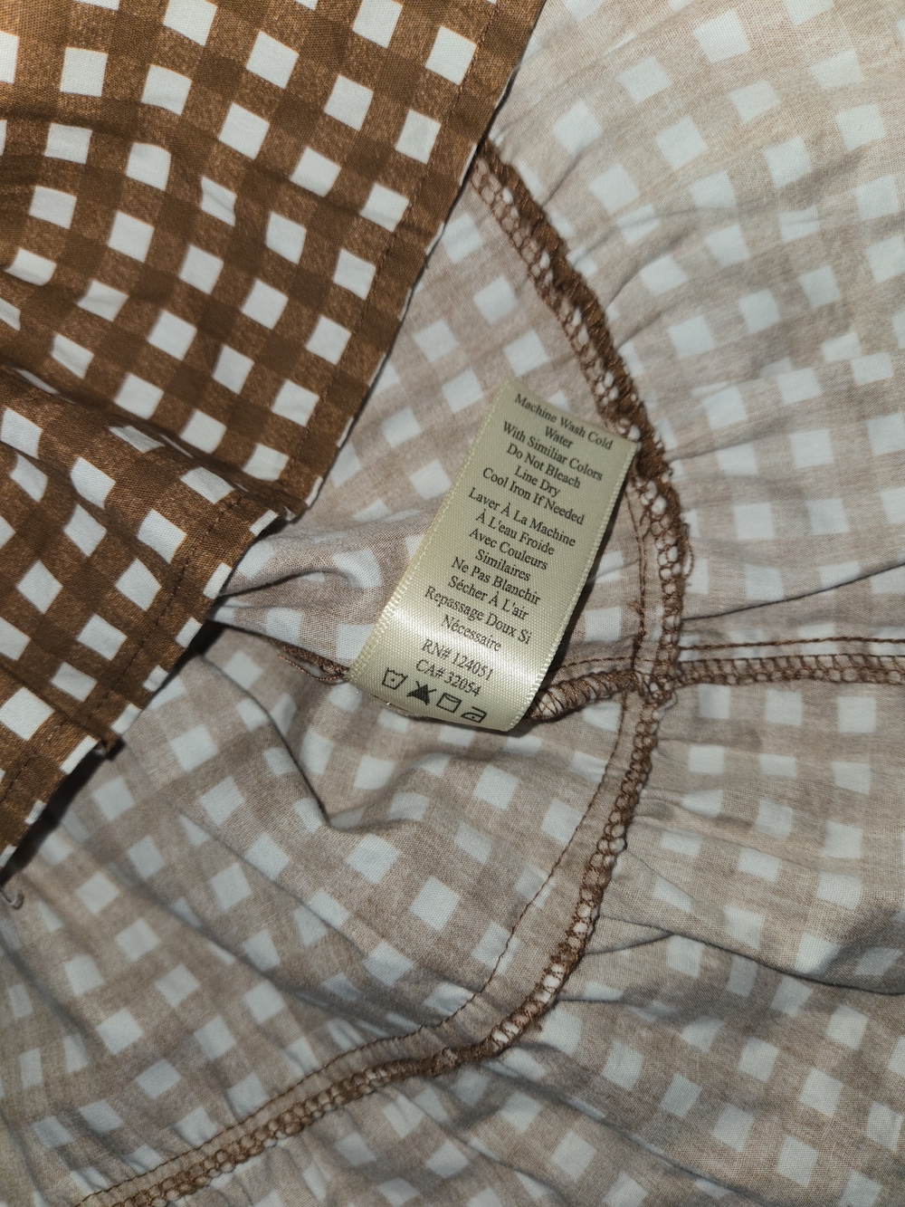 Anthropologie Porridge Dress Large L Brown Gingham Ruffle Plaid Mini Tiered NWT - Picture 11 of 14